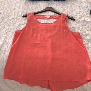 Coral sleeveless top- lightweight Summer sheer top size L